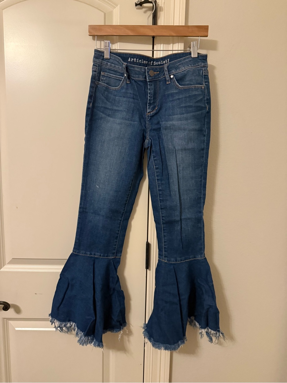 Articles Of Society Distressed Blue Flare-Hem Jeans